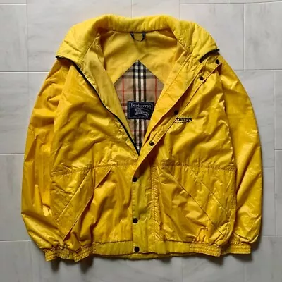 Burberrys Nylon Jacket Blouson OPTI Zip Yellow Back Logo Check Men Size L Used • $70