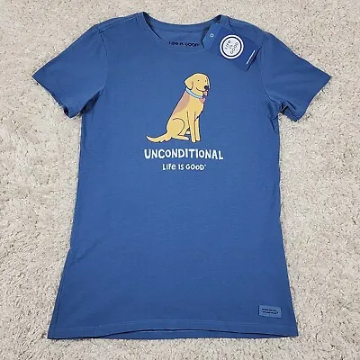 Life Is Good Unconditional Love Tshirt Womens Small Blue Graphic Tee Dog Pet • £23.75