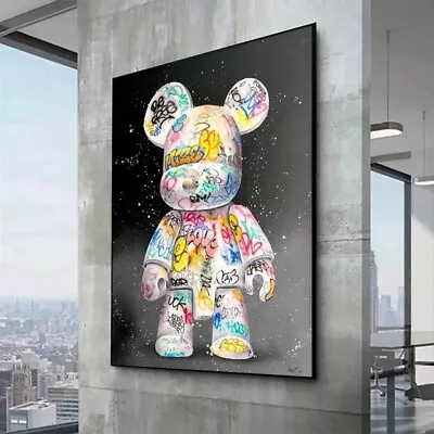 Cartoon Bear Graffiti Canvas Street Art Hype Beast Poster Painting Pop Art • £18.10