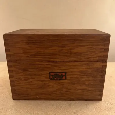 Vtg WEIS Oak Wood Dovetailed Index Recipe Card Box • $22