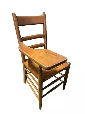 Vintage Mahogany Ladder HighBack Wooden American Student Desk W/ Cane Seating • $167.19