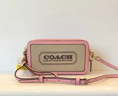 NWT Coach CI026 Kira Crossbody Bag - Natural Canvas/Flower Pink • $150