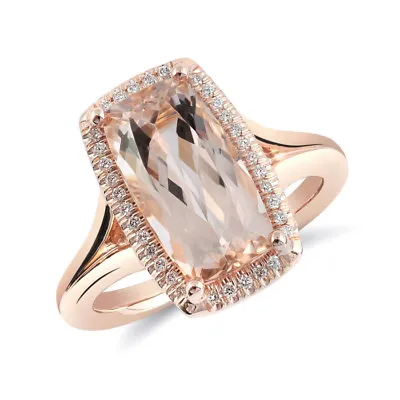 Natural Morganite 3.15 Carats Set In 14K Rose Gold Ring With Diamonds • $1775.99