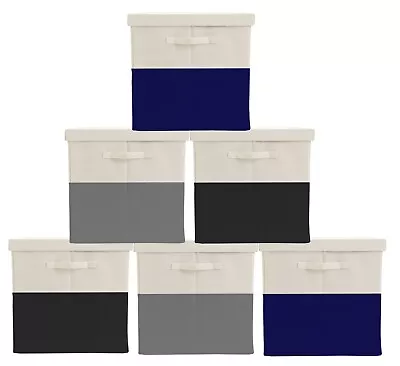 Storage Cube Foldable Storage Box Home Clothes Organizer Dual Color With Lid • £6.99