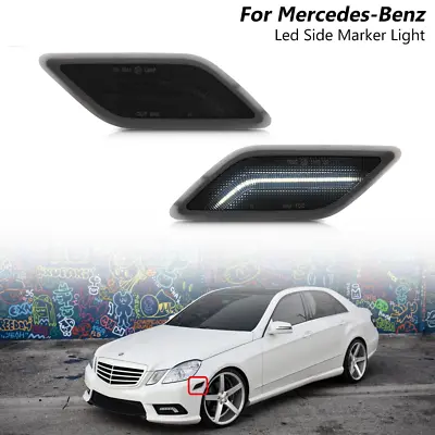 Smoked LED White Side Marker Light For 10-13 Mercedes Benz W212 EClass E350 E550 • $35.29