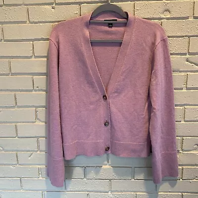 J.Crew Cashmere Cardigan Sweater Size Large L Dark Peony Mauve Oversized • $39.99