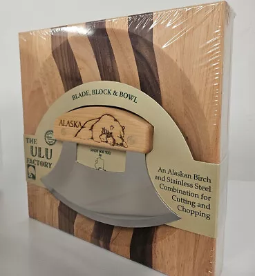 Alaska Ulu Stripe Wood Chopping Bowl-board Polar Bear Design Birch Handle • $67.99