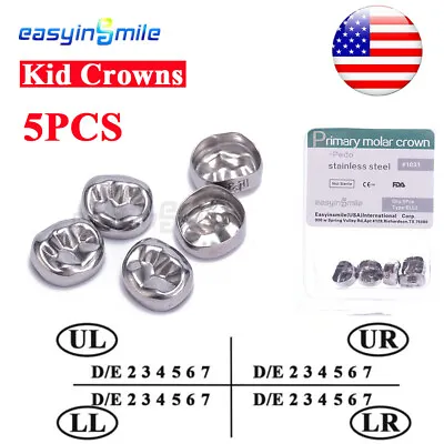 Dental D Primary E Molar Kid Crowns Stainless Steel Preformed Crowns UL-UR-LL-LR • $12.28