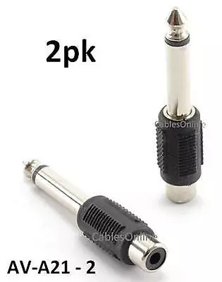 2pk RCA Female Jack To 1/4  Mono Plug Audio Adapter • $6.49