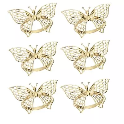 1/6pcs Gold/Rose Gold/Silver Hollow Butterfly Napkin Ring  Party • £3.70