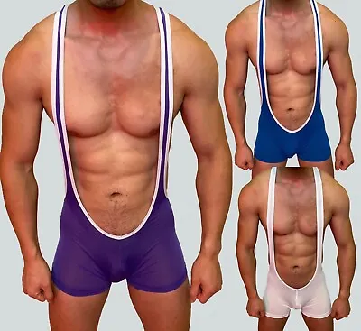 Mens  Wrestling Singlets Underwear Bodysuit Jumpsuit  Underwear • £11.99