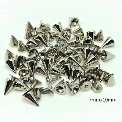 20 50pcs Silver Spots Cone Screw Metal Studs Leather Craft Rivet Bullet Spikes • $3.59