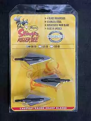 Magnus Broadheads Stinger Killer Bee 4 Blade 100 Grain 3 Pack BRAND NEW • $48.99