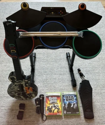 $479.19 • Buy XBox 360 Guitar Hero World Tour Band DRUM KIT Drums Motley Crue Guitar Mic Games