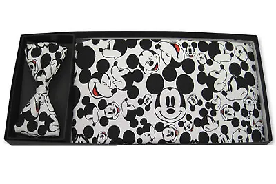 Men's Mickey Mouse Faces Print Bow Tie And Cummerbund Set • $95