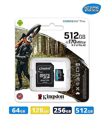 Kingston Micro SD Canvas Go Plus Memory Card 64GB 128GB 256GB 512GB Lot • $12.64