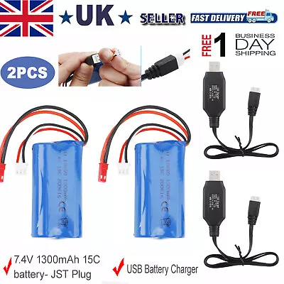£18.90 • Buy 2pcs 7.4V 1300mAh 18650 Li-ion Battery JST Plug For RC Helicopter Off Road Truck