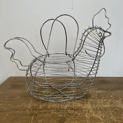 Chicken Egg Basket Wire Display Holder Storage Vintage • £12.95