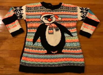 Missi London UGLY Christmas Sweater Neon Women's Size M/L Winter Penguin Jumper • £10.59