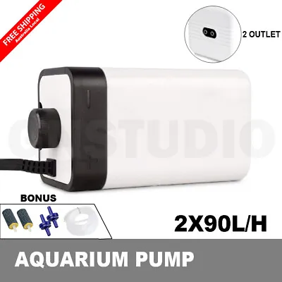 $19.87 • Buy 4W Aquarium Air Pump Oxygen Fountain Aqua Pond Aerator Water Fish Tank 2 Outlet