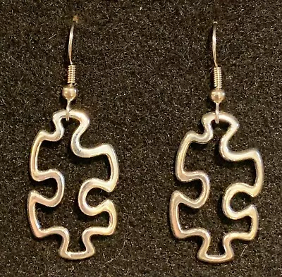 PUZZLE PIECE Earrings Stainless Hook New Autism Awareness Ribbon (A) Large • $5.99