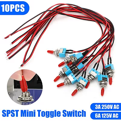 10PCS SPST Mini Toggle Switch Wires On/Off Metal Small Automotive/Boat/Car/Truck • $10.48