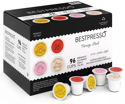 Coffee Variety Pack Single Serve K-Cup Pods 96 Count. Includes Breakfast Colo • $56.59