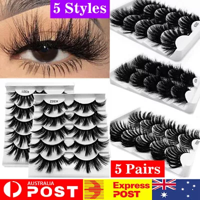 $6.11 • Buy 5 Pairs Mink 3D Natural Thick False Fake Eyelashes Eye Lashes Makeup Extension