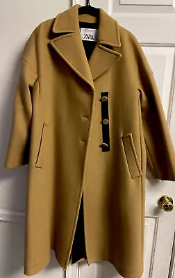 ZARA Beige  Wool Coat - Size: S New Over Size • $126.65