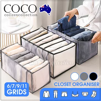 $6.99 • Buy 6/7/9/11 Clothes Organiser Wardrobe Storage Box Clothing Drawer Divider Mesh