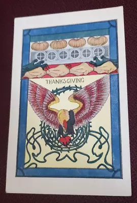 Alphonse Mucha Art Nouveau Thanksgiving Pumpkin Postcard HTF • $34.99