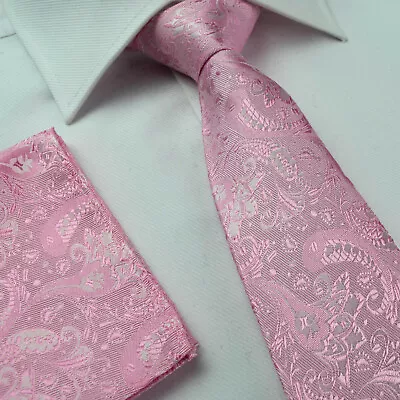 Mens Jacquard Paisley Woven Flower Silk Bundle Wedding Tie Hanky OR Set Gift NEW • £10.40