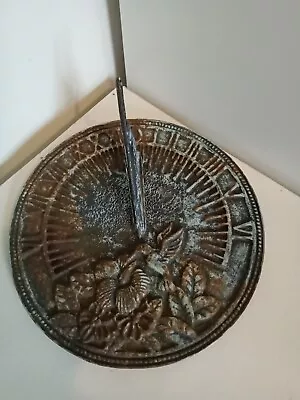 Vintage Cast Metal Sundial Eagle Flora And Fauna 10in Dia • £25