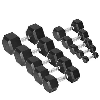 $397 • Buy 1KG-40KG Rubber Hex Dumbbell Fitness Home Gym Exercise Strength Weight 