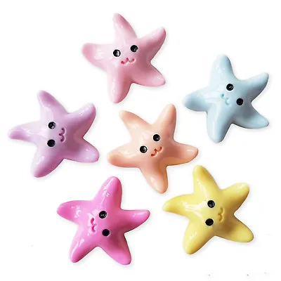 6pcs Cute Kawaii Starfish Resin Flatback Cabochons Embellishment Decoden Craft • £2.19