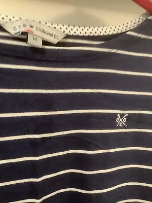 Crew Clothing Navy Cotton Striped Sailor Top 14 • £4