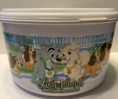 Lady And The Tramp II Vintage Popcorn Bowl With Lid Year 2000 Disney Kellogg • $14.99