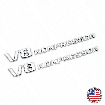 $29.99 • Buy 2x Mercedes 03-11 OEM Chrome V8 Kompressor Side Fender Logo Marker Emblem Badge