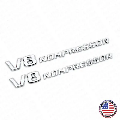 2x Mercedes 03-11 OEM Chrome V8 Kompressor Side Fender Logo Marker Emblem Badge • $29.99