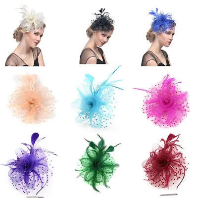 Wedding Fascinator Royal Feathers Small Mini Top Hat Flower Hair Ascot Race • $8.66