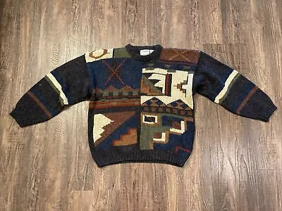 Vintage Cattivo Sweater Men’s L Wool Blend Knit Fair Isle Southwest Grandpa Dad • $39