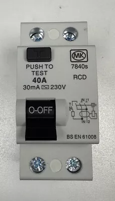 Brand New MK Sentry 7840s 40A 30mA Two Module Double Pole RCD 40 AMP Trip • £12.49