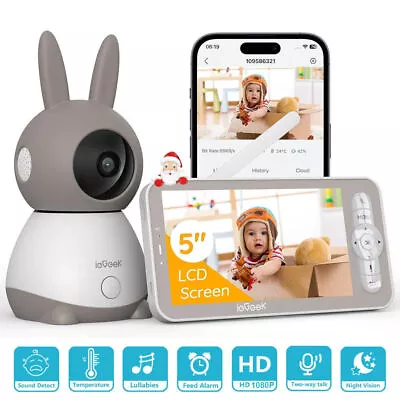 IeGeek 2K Baby Monitor 5  WiFi Video Monitor W/ Camera Cry DetectionTemperature • $179.99