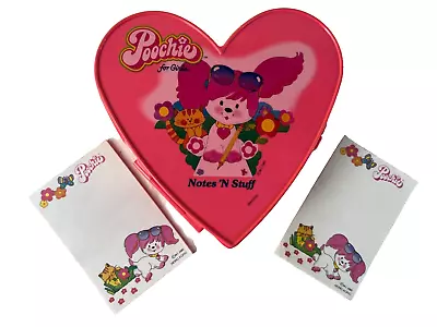 Vintage 1982 Poochie Heart Shaped Pink Box Notes 'n Stuff Dog Kawaii Hinged Box • $29.99