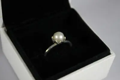 $45 • Buy PANDORA STERLING SILVER 925 ALE FRESH WATER WHITE PEARL RING With BOX Size Q