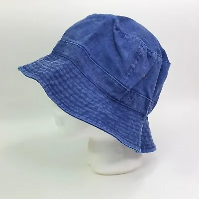 VTG Blue Denim Bucket Hat One Size Retro Outdoor Soft Brim Crusher Boonie Cap • $9.99