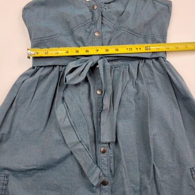 $20 • Buy Zac Posen Target Women's Size Medium Teal Chambray Bustier Bodice Cargo Dress