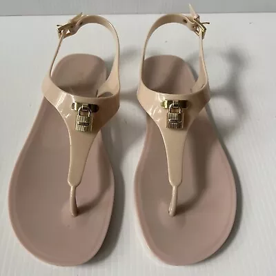 MICHAEL KORS Sable Lock Charm MIRA JELLY Thong Sandal Size 10 • $29.99