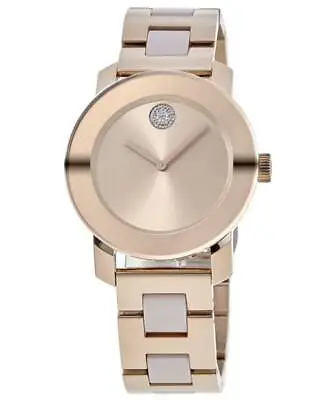$634.12 • Buy New Movado Bold Ceramic Gold Dial Rose Gold Steel Women's Watch 3600799
