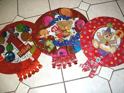 Happy First Birthday Mylar Balloons Lot Of 14 Teddy Bears And Big 1 Plus Weights • $12.59